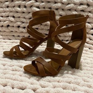 Brown heeled sandals